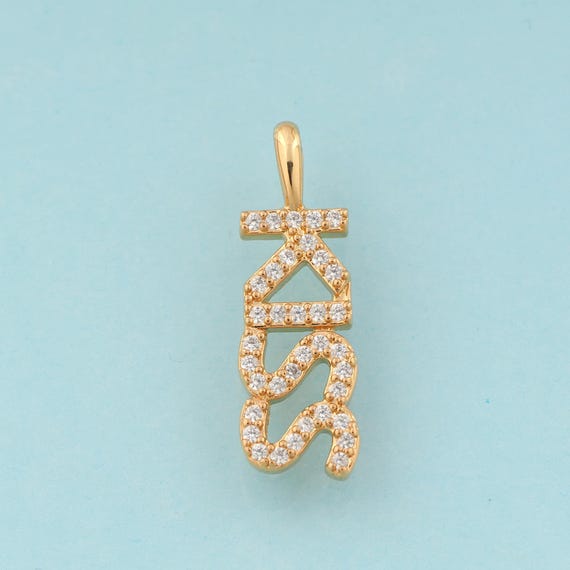 Gold CZ KISS Charms,Letter Jewelry,Letter Pendant for DIY Jewelry Making,18K Gold
