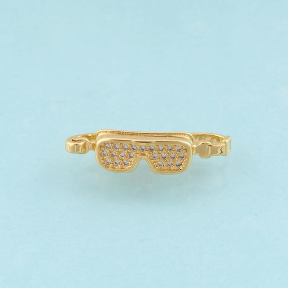 Gold CZ Glasses Connector,Glasses Jewelry Connector,Glasses Connector for DIY Jewelry Making,18K Gold