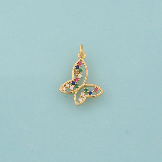 Gold CZ Butterfly Charms,Insect Jewelry,Butterfly Pendant for DIY Jewelry Making,18K Gold