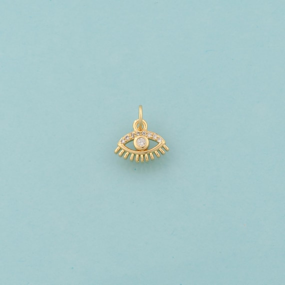 Gold CZ Evil Eye Charms,Devil Eye Jewelry,Eye Pendant for DIY Jewelry Making,18K Gold