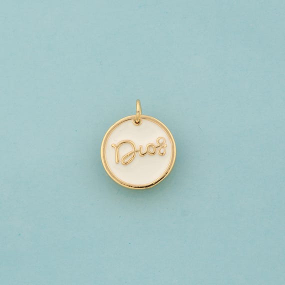 Gold Enamel Round Charms,Letter Jewelry,Round Pendant for DIY Jewelry Making,18K Gold