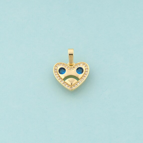 Gold CZ Heart Charms,Love Jewelry,Heart Pendant for DIY Jewelry Making,18K Gold