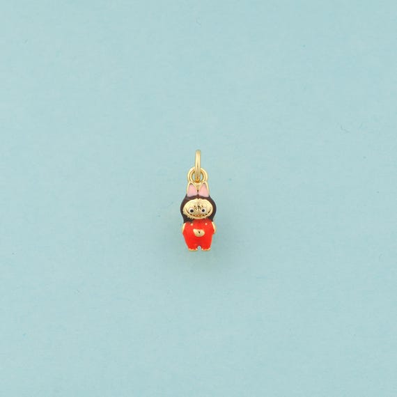Gold Character Charms,Character Jewelry,Enamel Character Pendant for DIY Jewelry Making,18K Gold