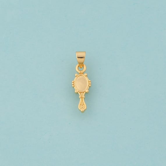 Gold Mirror Charms,Mirror Jewelry,Mirror Pendant for DIY Jewelry Making,18K Gold