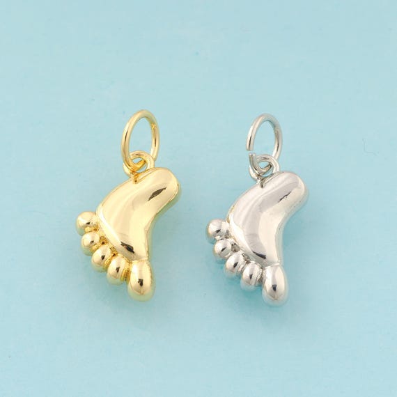 Gold Foot Charms,Foot Jewelry,Foot Pendant for DIY Jewelry Making,18K Gold & Rhodium