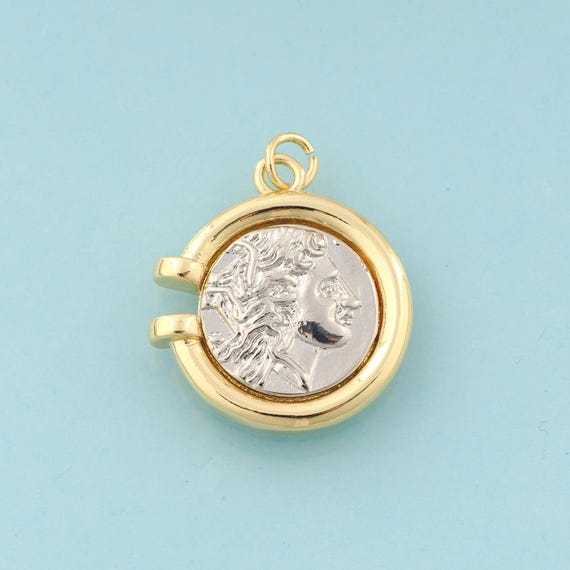 Gold Character Charms,Portrait Jewelry,Embossed Pendant for DIY Jewelry Making,18K Gold