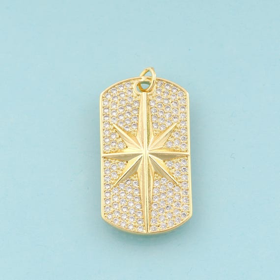 Gold CZ Polaris Charms,Star Jewelry,Star Pendant for DIY Jewelry Making,18K Gold
