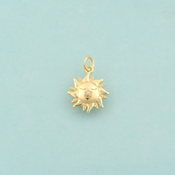 Gold Sun Charms,Celestial Jewelry,Sunburst Pendant for DIY Jewelry Making,18K Gold