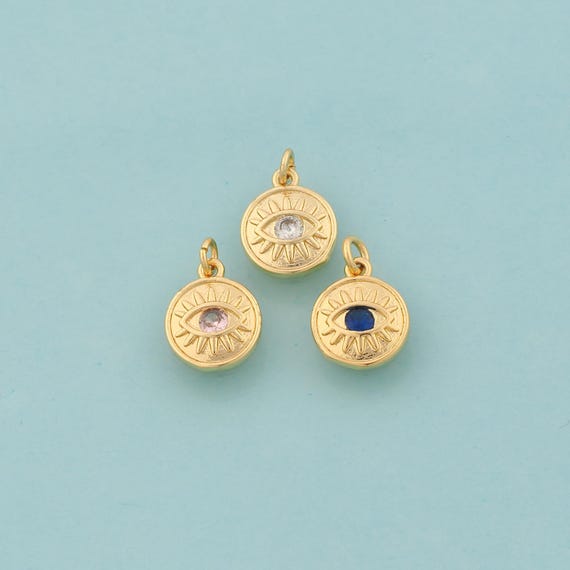 Gold CZ Evil Eye Charms,Devil Eye Jewelry,Eye Pendant for DIY Jewelry Making,18K Gold