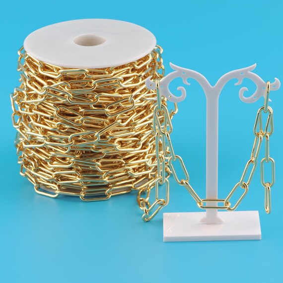 Gold Paper Clip Chain,Special Jewelry Chain,Semi-Finished Product Chain for DIY Jewelry Making,18K Gold