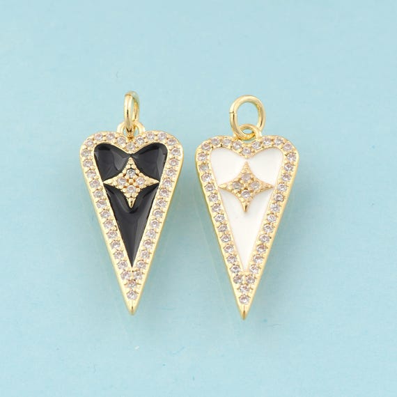 Gold CZ Heart Charms,Star Jewelry,Enamel Celestial Pendant for DIY Jewelry Making,18K Gold