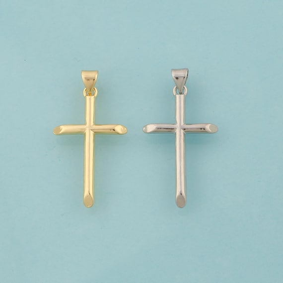 Gold Cross Charms,Religious Jewelry,Christian Pendant for DIY Jewelry Making,18K Gold