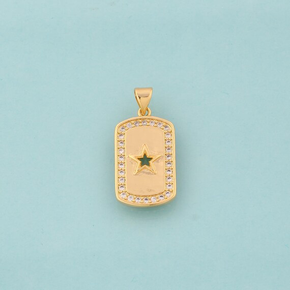 Gold CZ Star Charms,Star Jewelry,Star Pendant for DIY Jewelry Making,18K Gold
