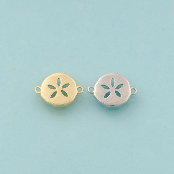 Gold Flower Connector,Round Jewelry Connector,Flower Connector for DIY Jewelry Making,18K Gold