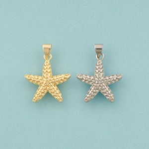 Gold Starfish Charms,Starfish Jewelry,Starfish Pendant for DIY Jewelry Making,18K Gold