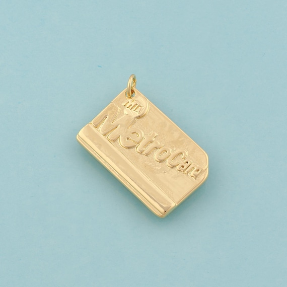 18K Gold Filled Metro Card Charm: DIY Jewelry Pendant