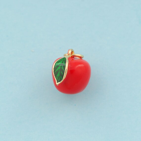 Gold Enamel Apple Charms,Fruit Jewelry,Apple Pendant for DIY Jewelry Making,18K Gold