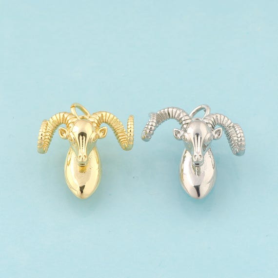 Gold Sheep Head Charms,Sheep Head Jewelry,Sheep Head Pendant for DIY Jewelry Making,18K Gold & Rhodium