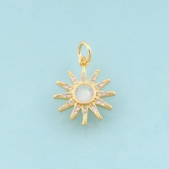 Gold CZ Sun Charms,Sun Jewelry,Celestial Pendant for DIY Jewelry Making,18K Gold