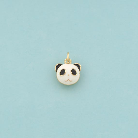 Gold Panda Charms,Animal Jewelry,Enamel Panda Pendant for DIY Jewelry Making,18K Gold