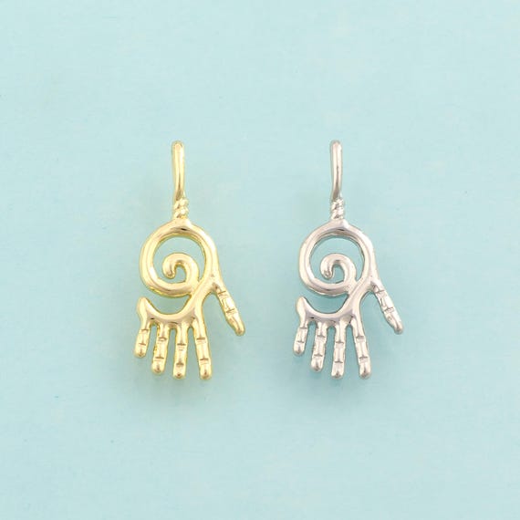 Gold Hamsa Charms,Fatima Jewelry,Hand Pendant for DIY Jewelry Making,18K Gold