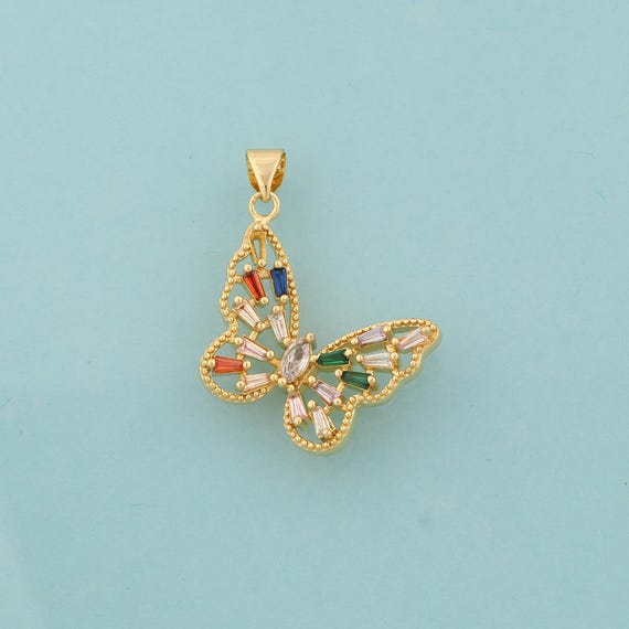 Gold CZ Butterfly Charms,Insect Jewelry,Butterfly Pendant for DIY Jewelry Making,18K Gold