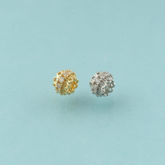 CZ Round Tube Spacer Beads,Round Beads,Tube Beads for DIY Jewelry Making,18K Gold & Rhodium