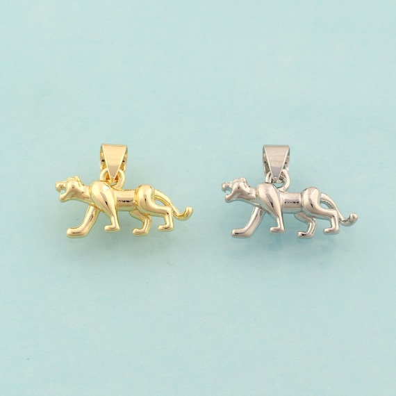 Gold Leopard Charms,Animal Jewelry,Leopard Pendant for DIY Jewelry Making,18K Gold