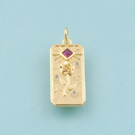 Gold CZ Flower Charms,Star Jewelry,Flower Pendant for DIY Jewelry Making,18K Gold