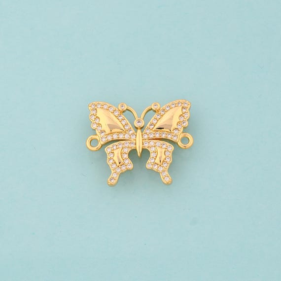 Gold CZ Butterfly Connector,Butterfly Jewelry Connector,Butterfly Connector for DIY Jewelry Making,18K Gold