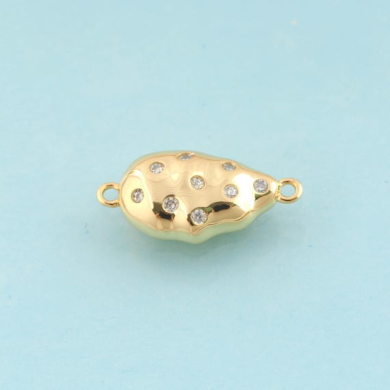 Gold CZ Conch Connector,Conch Jewelry Connector,Conch Connector for DIY Jewelry Making,18K Gold