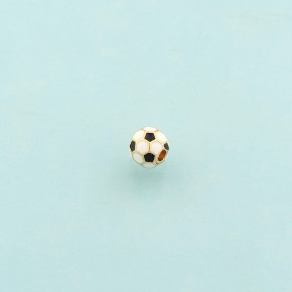 Gold Football Spacer Beads,Sports Beads,Enamel Ball Beads for DIY Jewelry Making,18K Gold