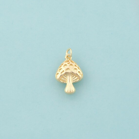 Gold Mushroom Charms,Mushroom Jewelry,Mushroom Pendant for DIY Jewelry Making,18K Gold