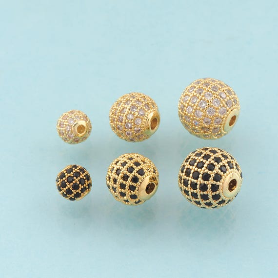 CZ Round Spacer Beads,Ball Beads,Round Beads for DIY Jewelry Making,18K Gold