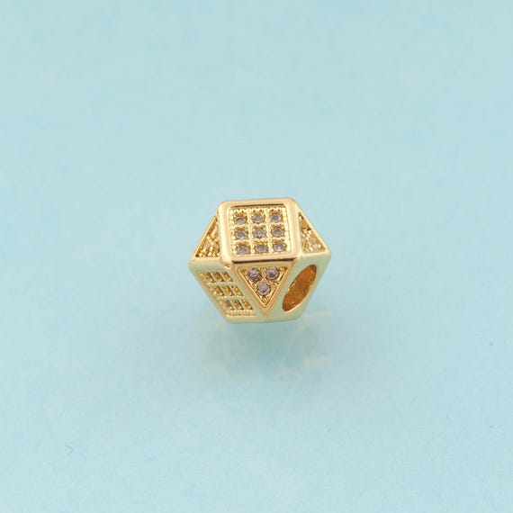 CZ Dice Spacer Beads,Square Beads,Triangle Beads for DIY Jewelry Making,18K Gold