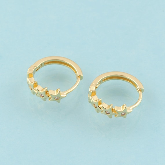 Gold CZ Star Earrings,Star Jewelry Earrings,Star Earrings,Gift for Her,18K Gold