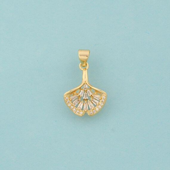 Gold CZ Fishtail Charms,Fishtail Jewelry,Fishtail Pendant for DIY Jewelry Making,18K Gold