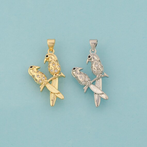 Gold CZ Bird Charms,Animal Jewelry,Flying Pendant for DIY Jewelry Making,18K Gold