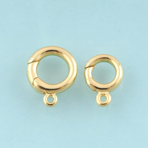 Gold Push Door Clasp,Round Jewelry Clasp,Snap Clasp for DIY Jewelry Making,18K Gold