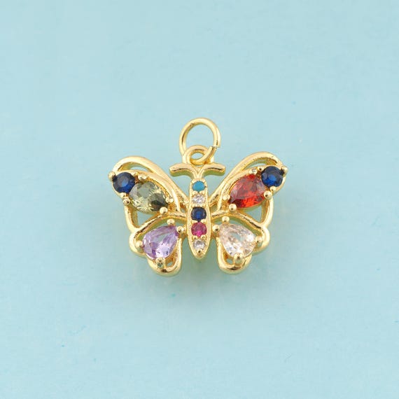Gold CZ Butterfly Charms,Insect Jewelry,Butterfly Pendant for DIY Jewelry Making,18K Gold