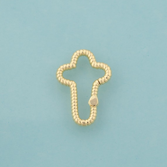 Gold Cross Clasp,Push Door Jewelry Clasp,Snap Clasp for DIY Jewelry Making,18K Gold