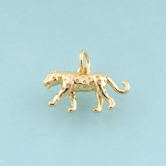 Gold Leopard Charms,Animal Jewelry,Leopard Pendant for DIY Jewelry Making,18K Gold