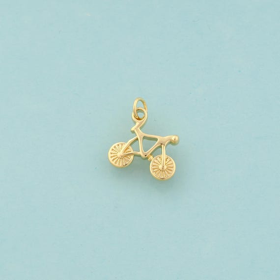 Gold Bicycle Charms,Bicycle Jewelry,Bicycle Pendant for DIY Jewelry Making,18K Gold