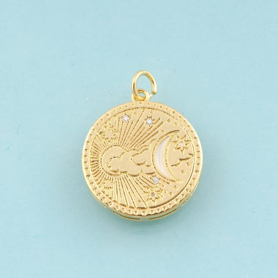 Gold Moon Charms,Star Jewelry,Celestial Pendant for DIY Jewelry Making,18K Gold
