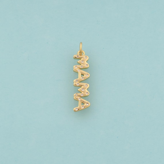 Gold CZ Letter Charms,MAMA Jewelry,Letter Pendant for DIY Jewelry Making,18K Gold