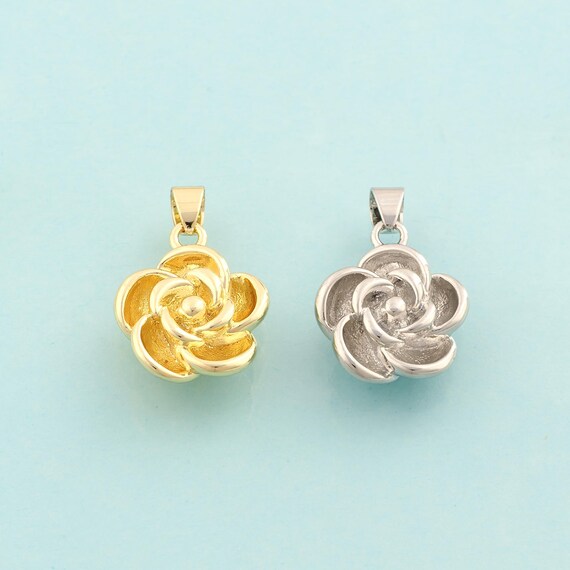Gold Flower Charms,Flower Jewelry,Flower Pendant for DIY Jewelry Making,18K Gold