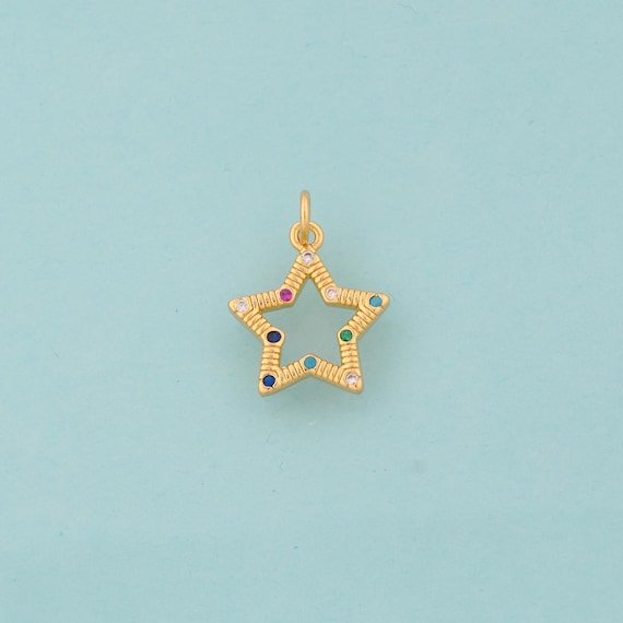 Gold CZ Star Charms,Star Jewelry,Star Pendant for DIY Jewelry Making,18K Gold