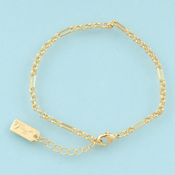 Gold Rolo Bracelet,Square Jewelry Bracelet,Lobster Clasp Bracelet for DIY Jewelry Making,18K Gold