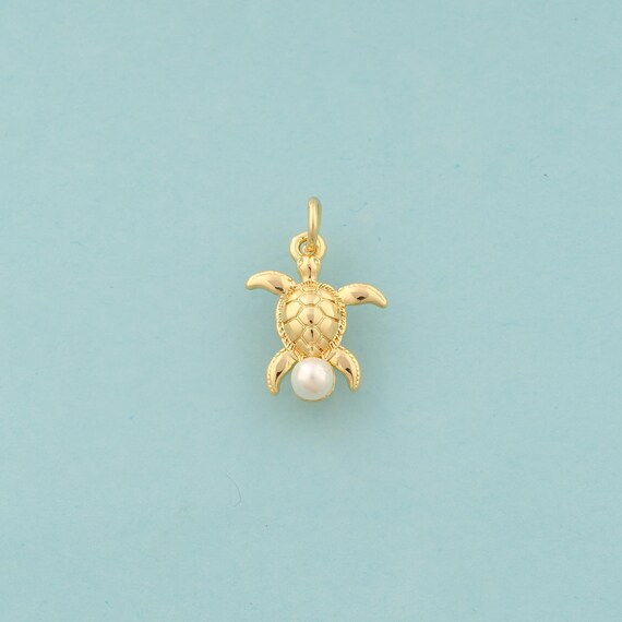 Gold Turtle Charms,Animal Jewelry,Turtle Pendant for DIY Jewelry Making,18K Gold