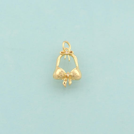 Gold CZ Bikini Charms,Bra Jewelry,Bikini Pendant for DIY Jewelry Making,18K Gold